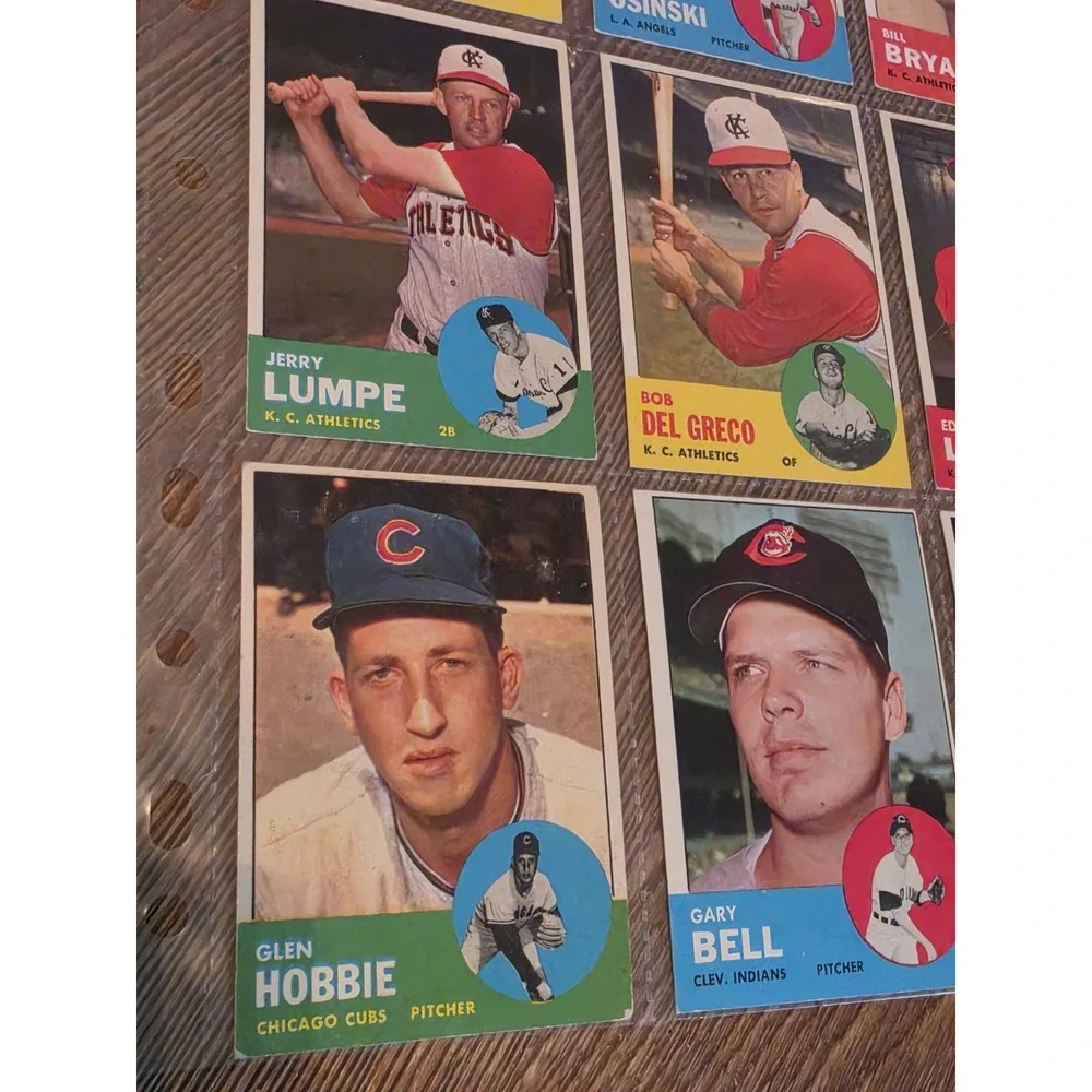 Vintage 1963 Topps Baseball Cards Sheet Of 9